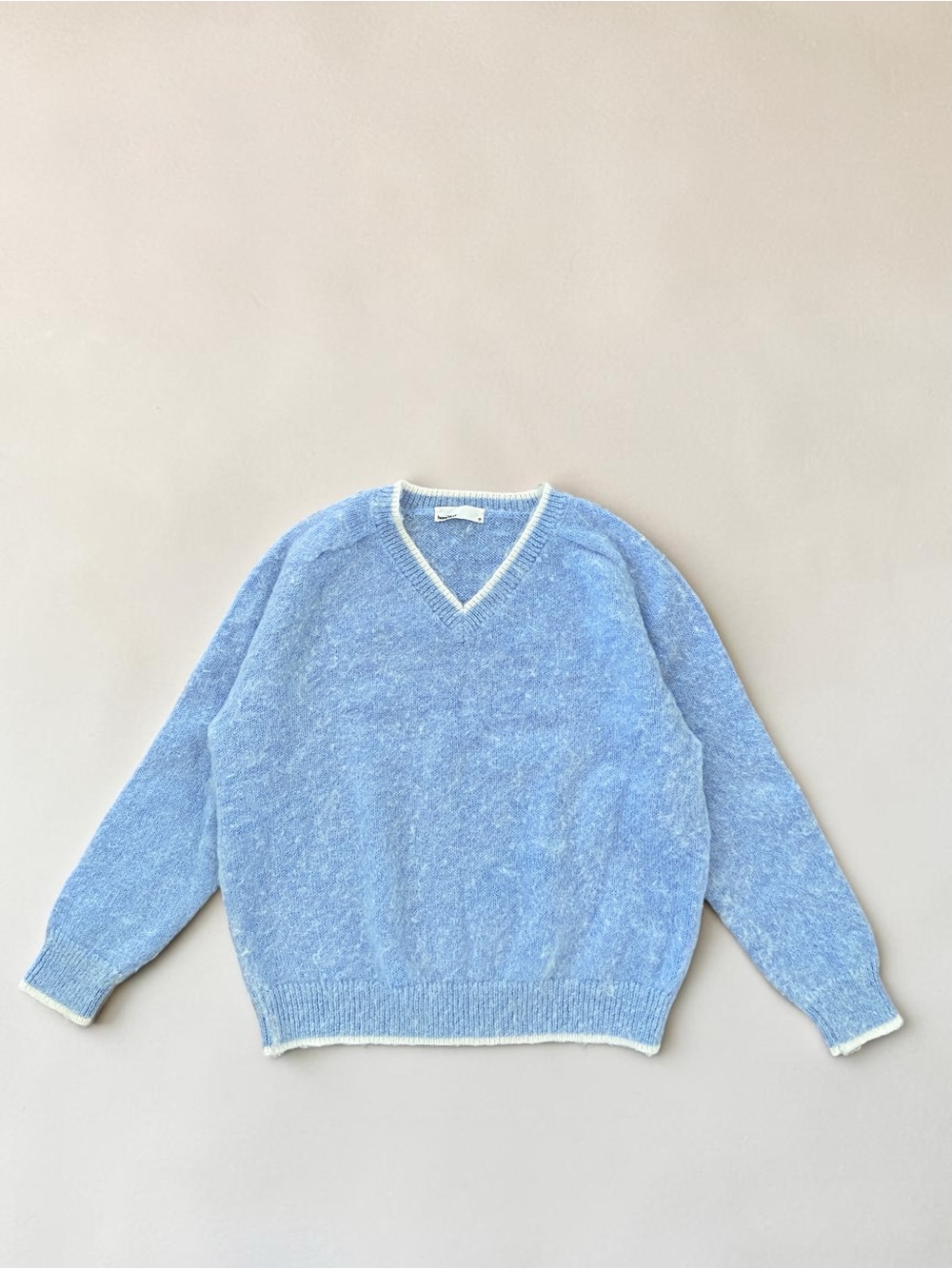 hemi blurr Shaggy V-Neck Wool Sweater
